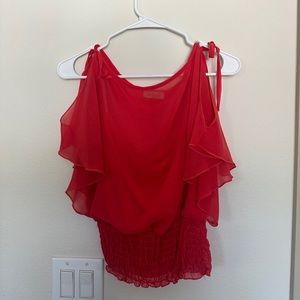 Sheer shoulder tie top